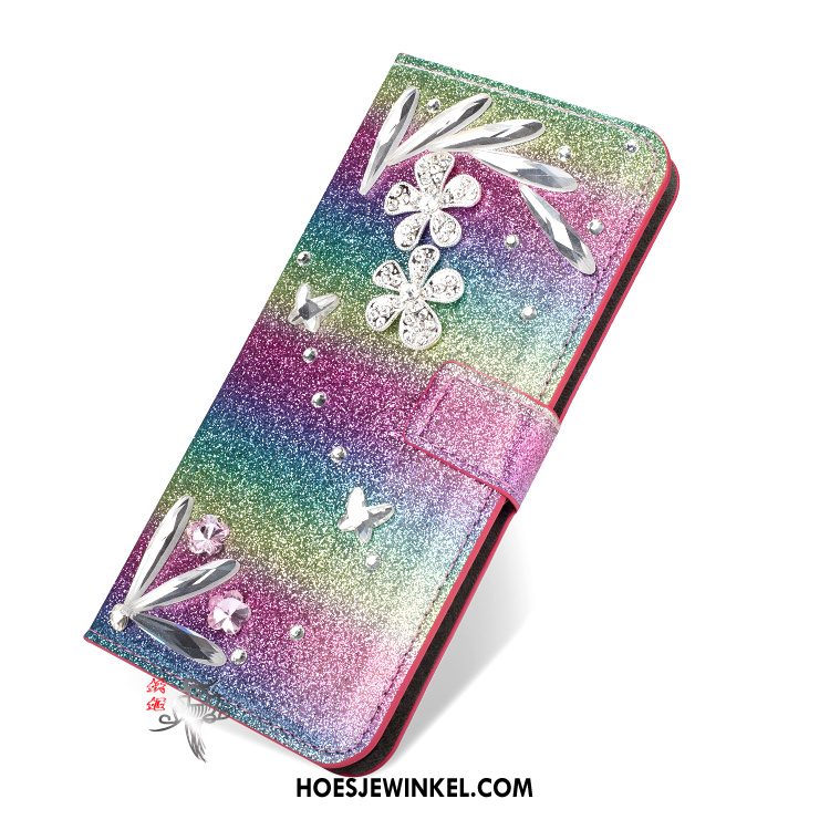 Samsung Galaxy S9+ Hoesje Met Strass Ster Leren Etui, Samsung Galaxy S9+ Hoesje Clamshell Mobiele Telefoon