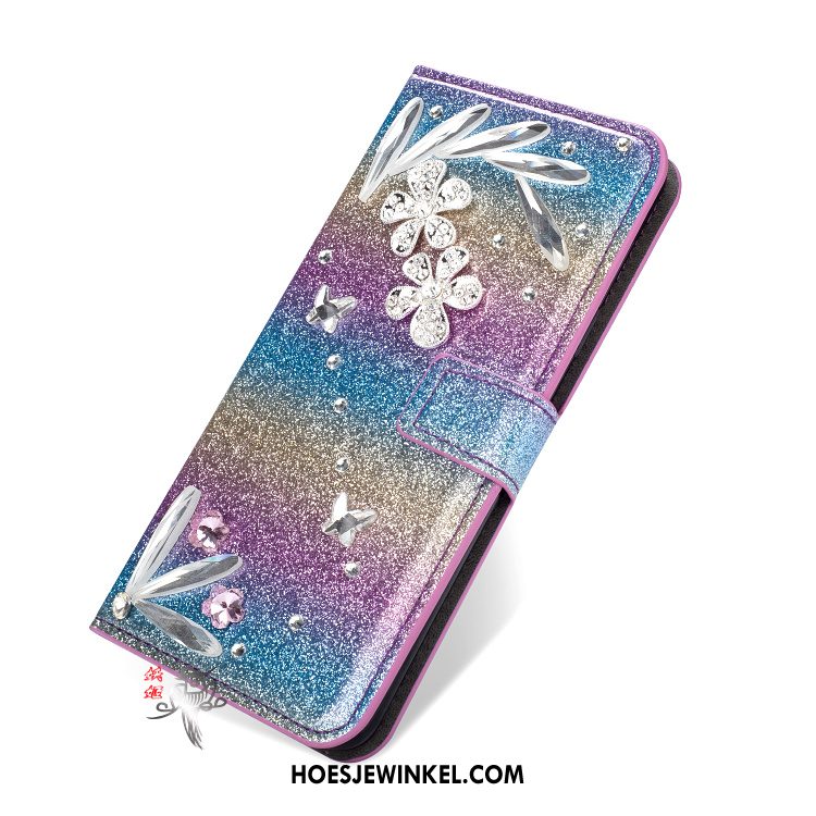 Samsung Galaxy S9+ Hoesje Met Strass Ster Leren Etui, Samsung Galaxy S9+ Hoesje Clamshell Mobiele Telefoon