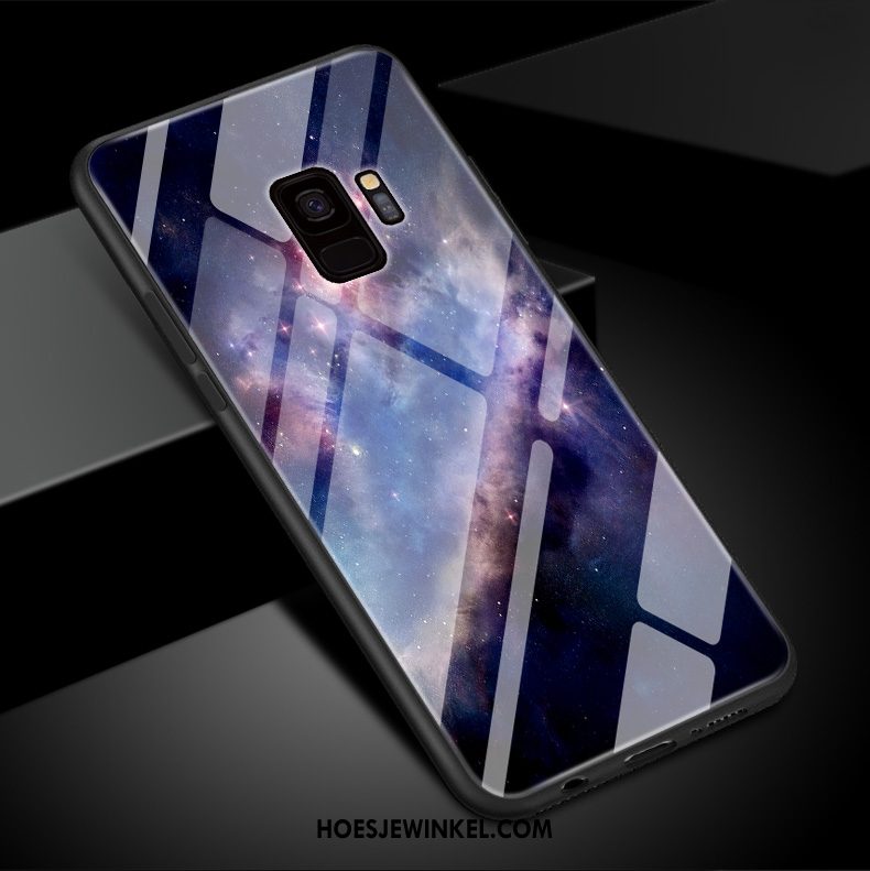 Samsung Galaxy S9 Hoesje Purper Siliconen Gehard Glas, Samsung Galaxy S9 Hoesje Kunst Mobiele Telefoon