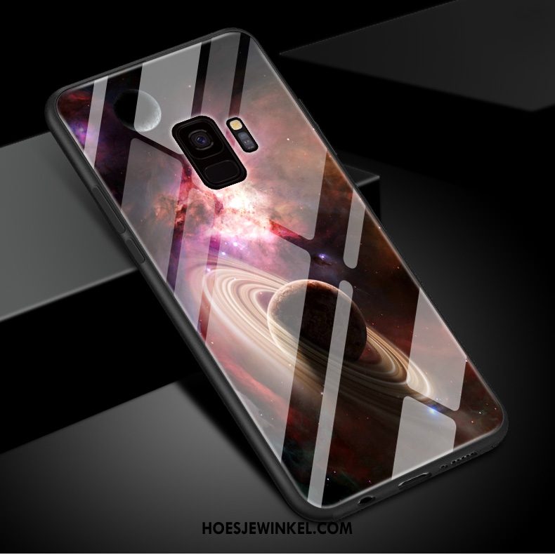 Samsung Galaxy S9 Hoesje Purper Siliconen Gehard Glas, Samsung Galaxy S9 Hoesje Kunst Mobiele Telefoon