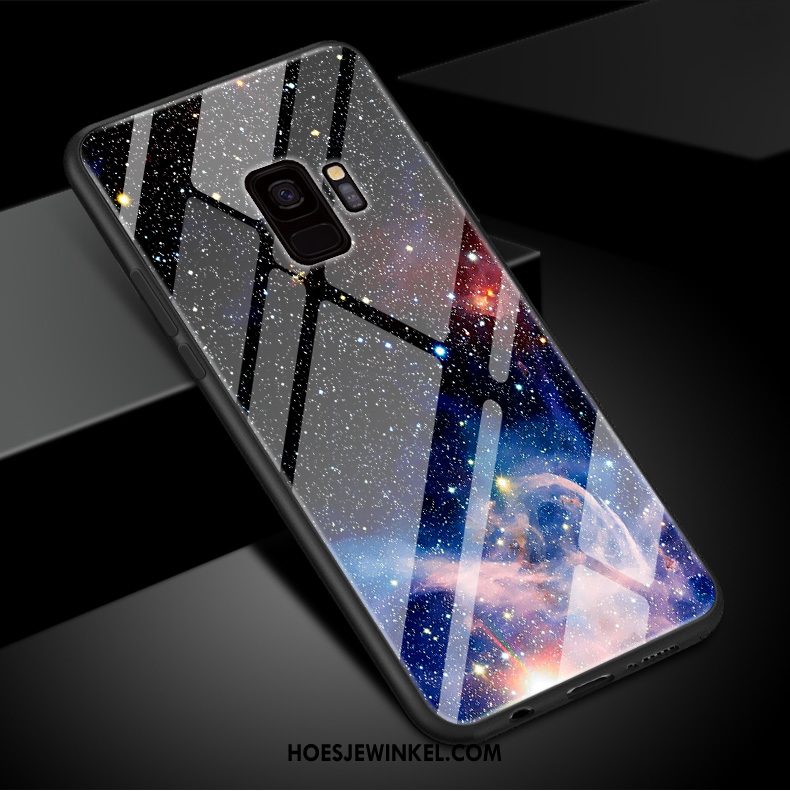 Samsung Galaxy S9 Hoesje Purper Siliconen Gehard Glas, Samsung Galaxy S9 Hoesje Kunst Mobiele Telefoon