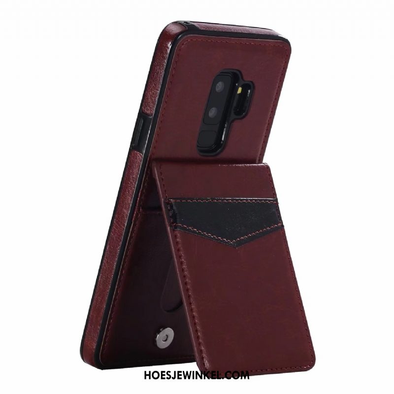 Samsung Galaxy S9+ Hoesje Ster Folio Leren Etui, Samsung Galaxy S9+ Hoesje Mobiele Telefoon Rood