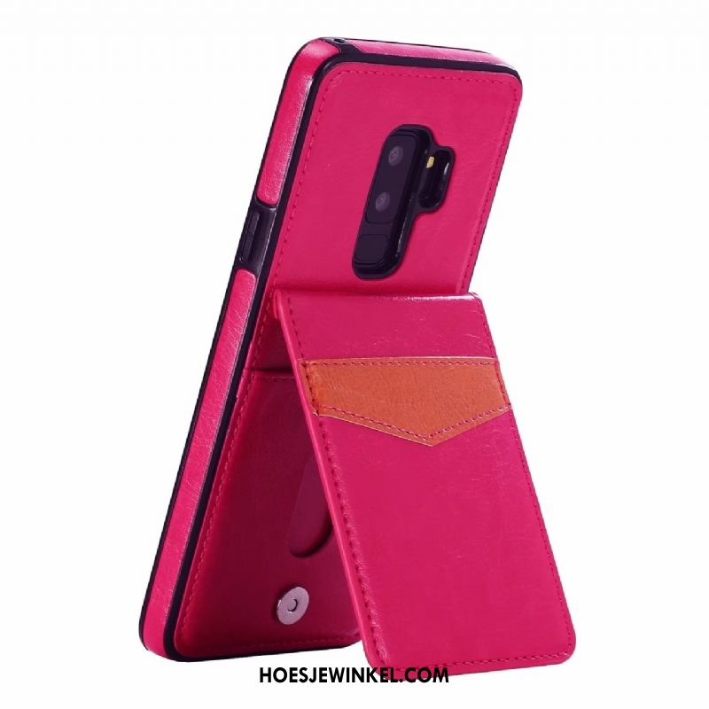 Samsung Galaxy S9+ Hoesje Ster Folio Leren Etui, Samsung Galaxy S9+ Hoesje Mobiele Telefoon Rood