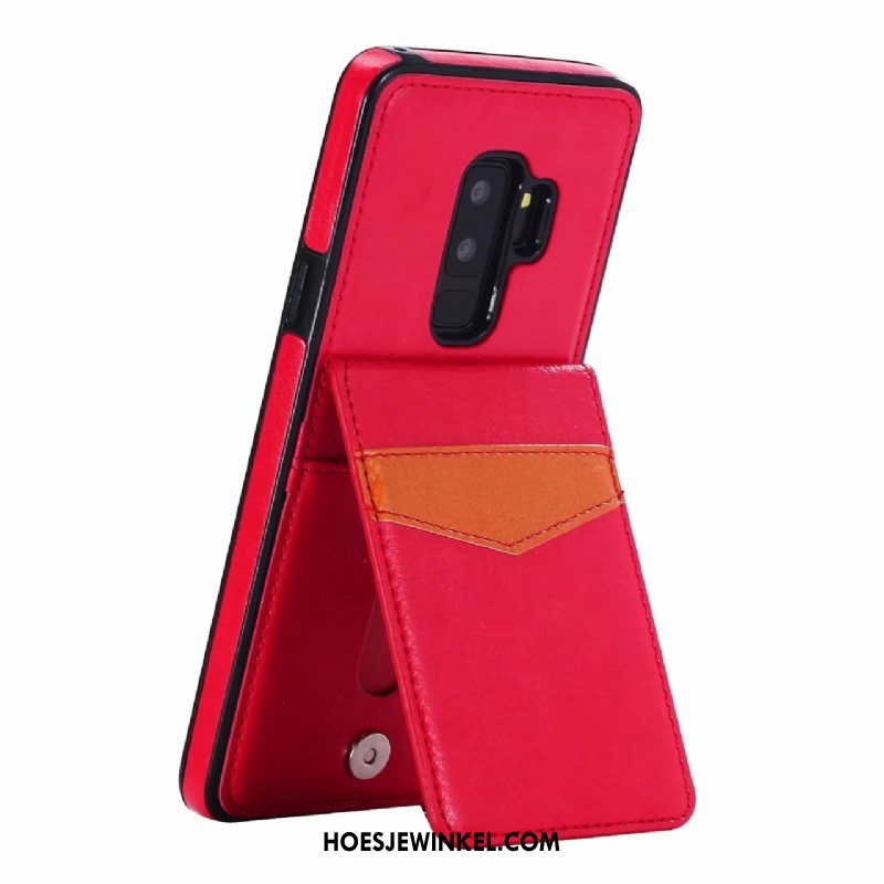 Samsung Galaxy S9+ Hoesje Ster Folio Leren Etui, Samsung Galaxy S9+ Hoesje Mobiele Telefoon Rood