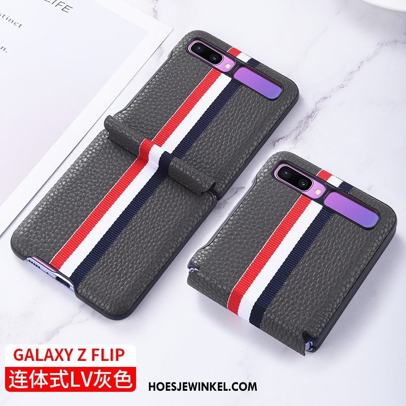 Samsung Z Flip Hoesje Bedrijf Hoes Vouw, Samsung Z Flip Hoesje Leren Etui Anti-fall