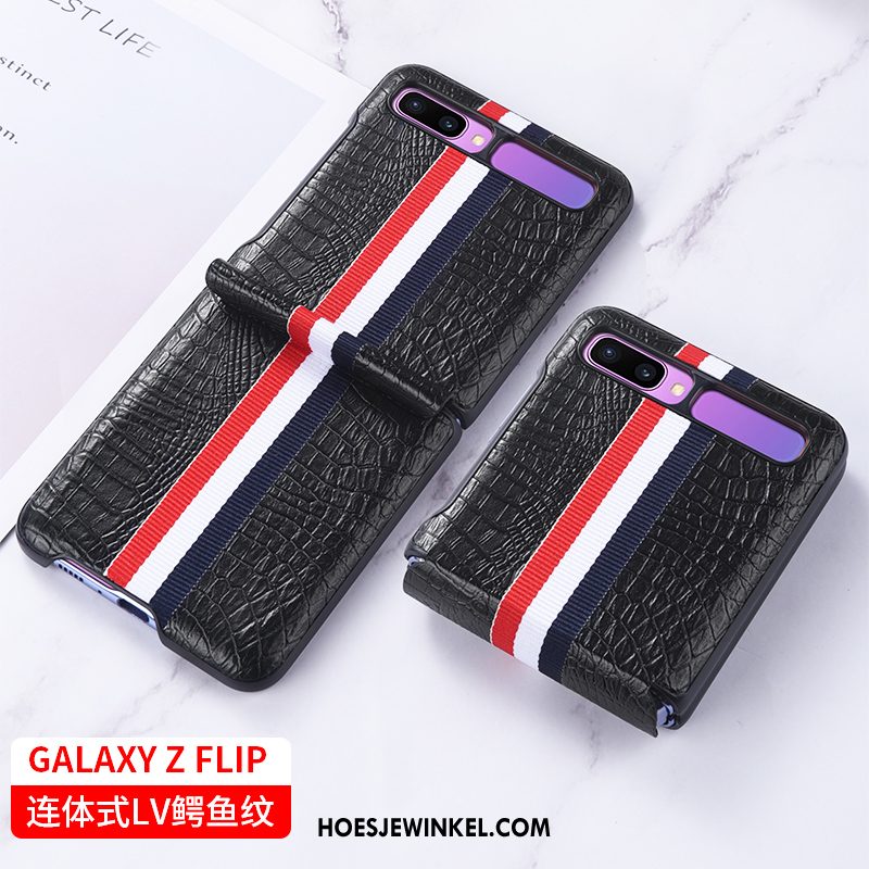 Samsung Z Flip Hoesje Bedrijf Hoes Vouw, Samsung Z Flip Hoesje Leren Etui Anti-fall