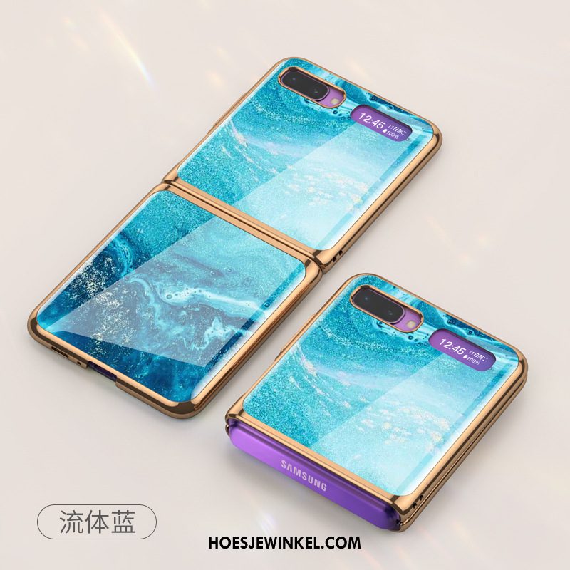 Samsung Z Flip Hoesje Geschilderd Glas Vouw, Samsung Z Flip Hoesje Hoes Plating