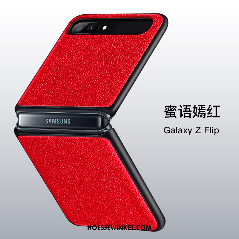 Samsung Z Flip Hoesje Ster Rood Mobiele Telefoon, Samsung Z Flip Hoesje Leer All Inclusive