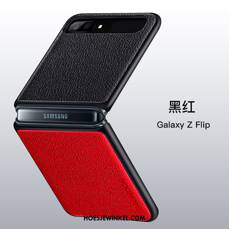 Samsung Z Flip Hoesje Ster Rood Mobiele Telefoon, Samsung Z Flip Hoesje Leer All Inclusive