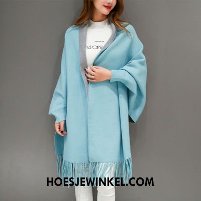 Sjaals Dames Winter Vrouwen Dual Gebruik, Sjaals Dubbelzijdige Super Blau