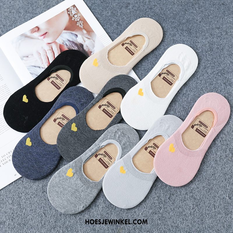 Sokken Dames Van Katoen Silicone Ondiep Mond, Sokken Boot Korte Sok Weiß