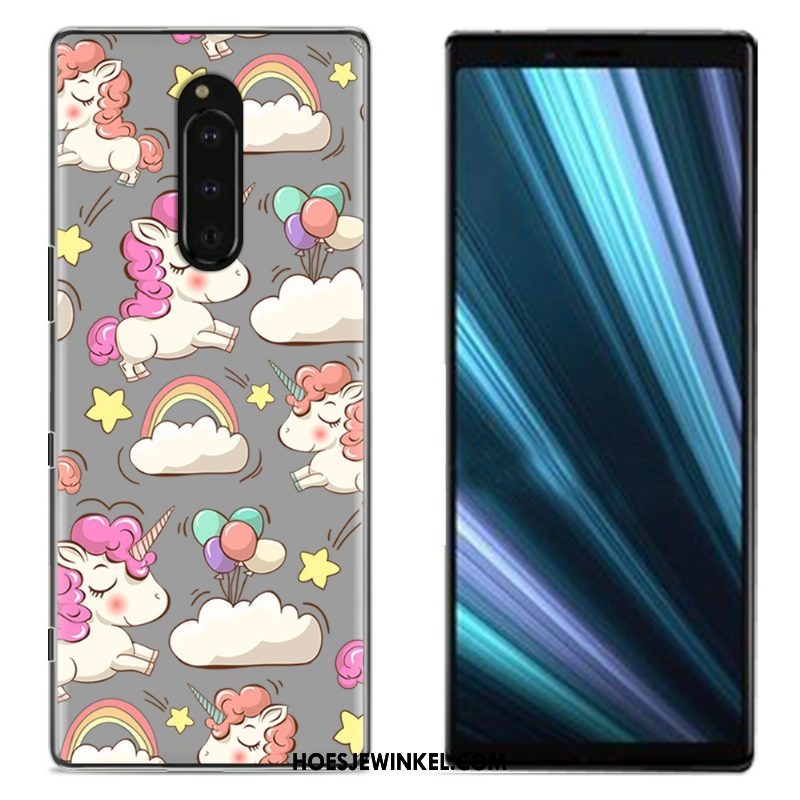 Sony Xperia 1 Hoesje Bescherming Geschilderd Doek, Sony Xperia 1 Hoesje Blauw Mobiele Telefoon