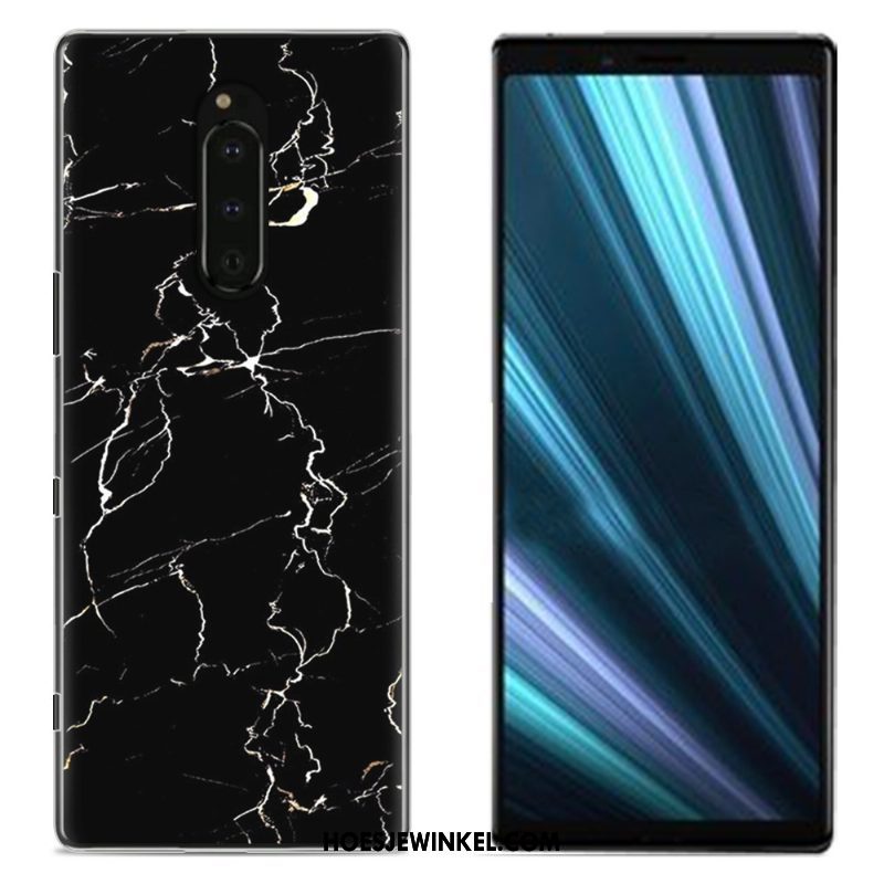 Sony Xperia 1 Hoesje Bescherming Geschilderd Doek, Sony Xperia 1 Hoesje Blauw Mobiele Telefoon