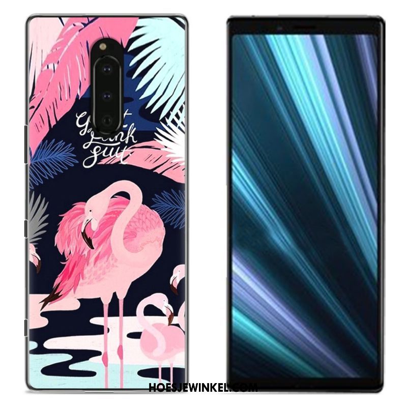 Sony Xperia 1 Hoesje Bescherming Geschilderd Doek, Sony Xperia 1 Hoesje Blauw Mobiele Telefoon