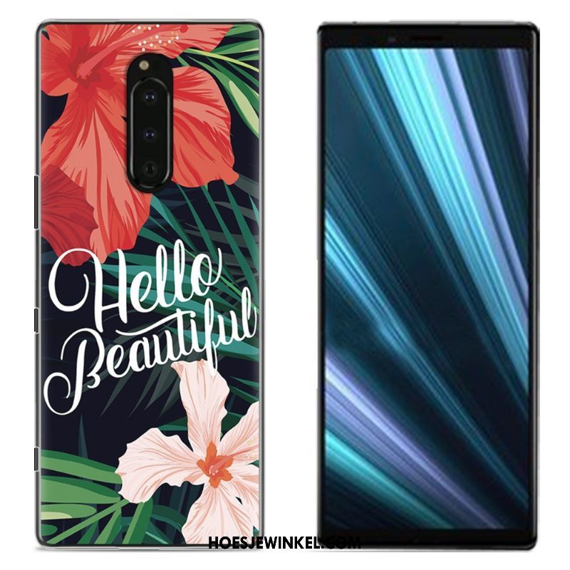 Sony Xperia 1 Hoesje Bescherming Geschilderd Doek, Sony Xperia 1 Hoesje Blauw Mobiele Telefoon