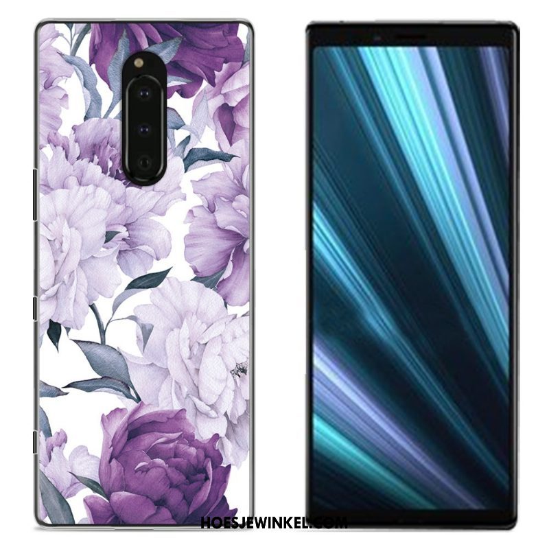 Sony Xperia 1 Hoesje Bescherming Geschilderd Doek, Sony Xperia 1 Hoesje Blauw Mobiele Telefoon