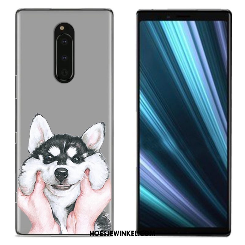 Sony Xperia 1 Hoesje Bescherming Geschilderd Doek, Sony Xperia 1 Hoesje Blauw Mobiele Telefoon