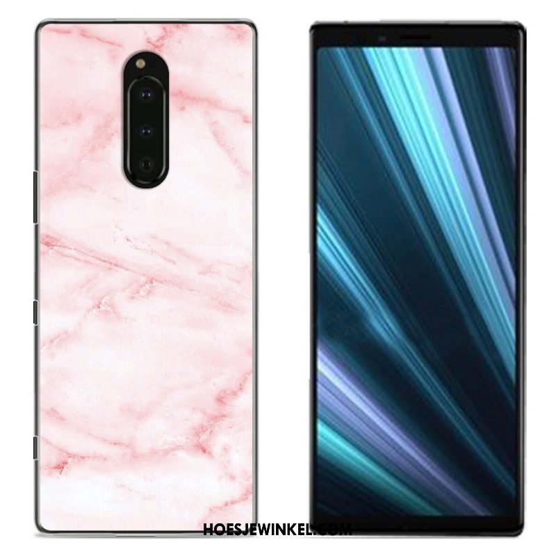 Sony Xperia 1 Hoesje Bescherming Geschilderd Doek, Sony Xperia 1 Hoesje Blauw Mobiele Telefoon