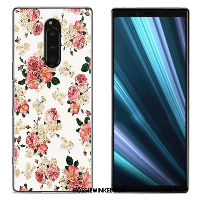 Sony Xperia 1 Hoesje Bescherming Geschilderd Doek, Sony Xperia 1 Hoesje Blauw Mobiele Telefoon