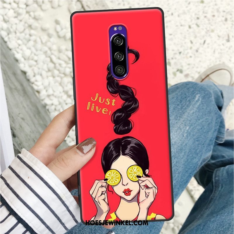 Sony Xperia 1 Hoesje Bescherming Zacht Net Red, Sony Xperia 1 Hoesje Hoes All Inclusive