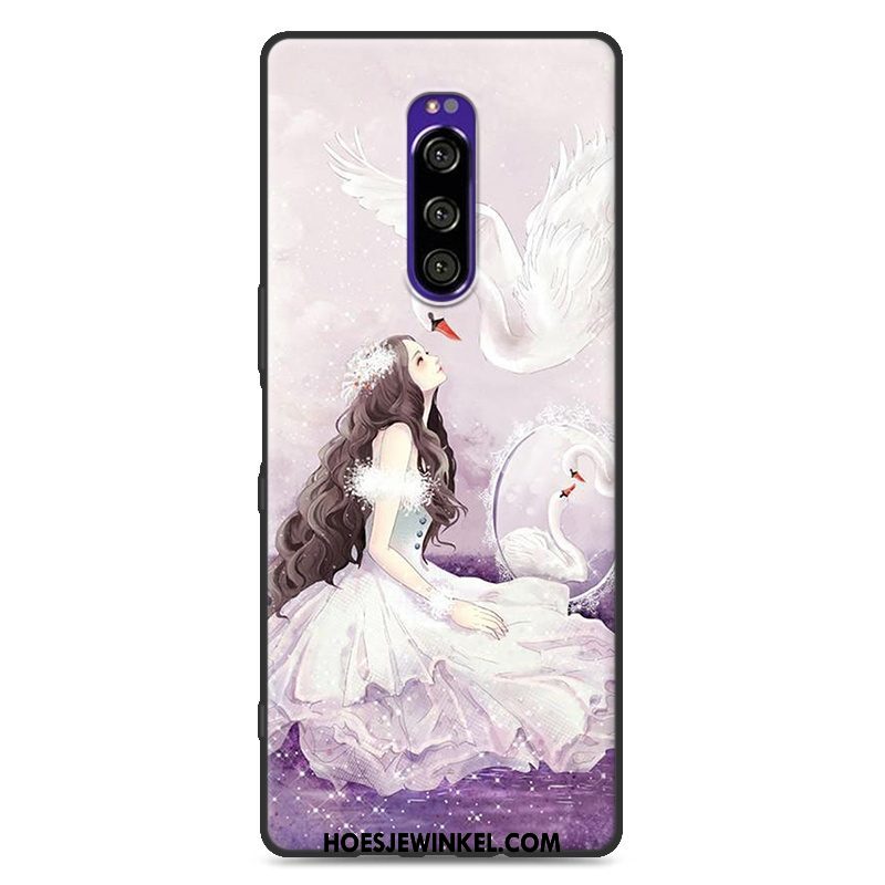 Sony Xperia 1 Hoesje Hoes Mobiele Telefoon Bescherming, Sony Xperia 1 Hoesje Zwart Trendy Merk