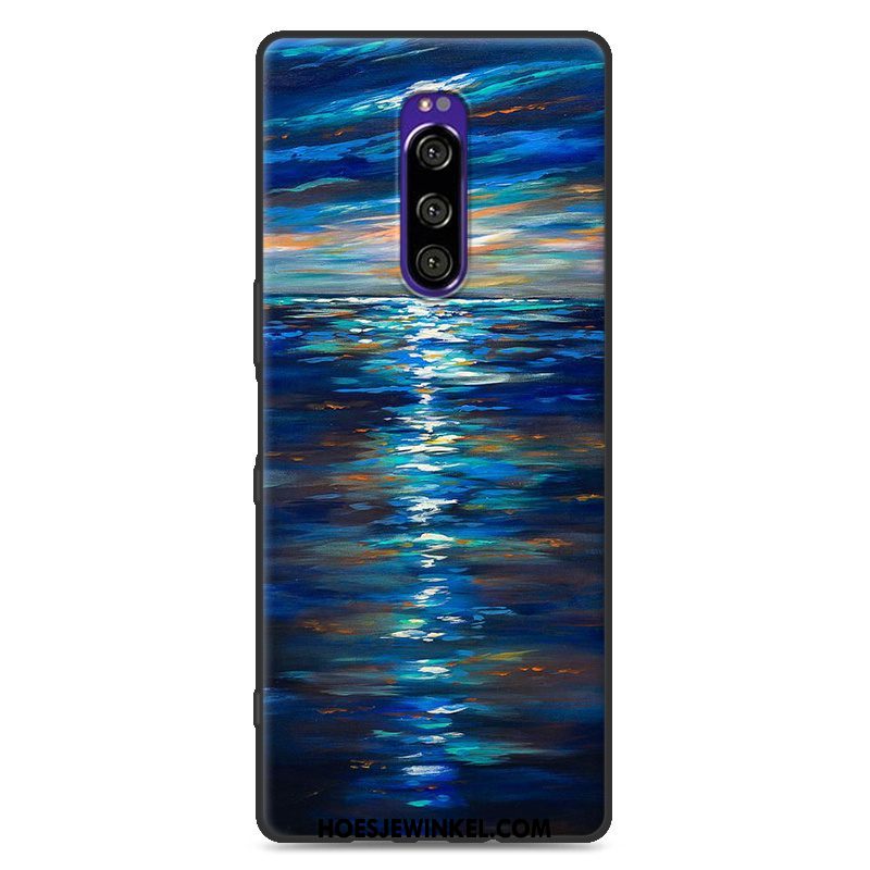 Sony Xperia 1 Hoesje Hoes Mobiele Telefoon Bescherming, Sony Xperia 1 Hoesje Zwart Trendy Merk