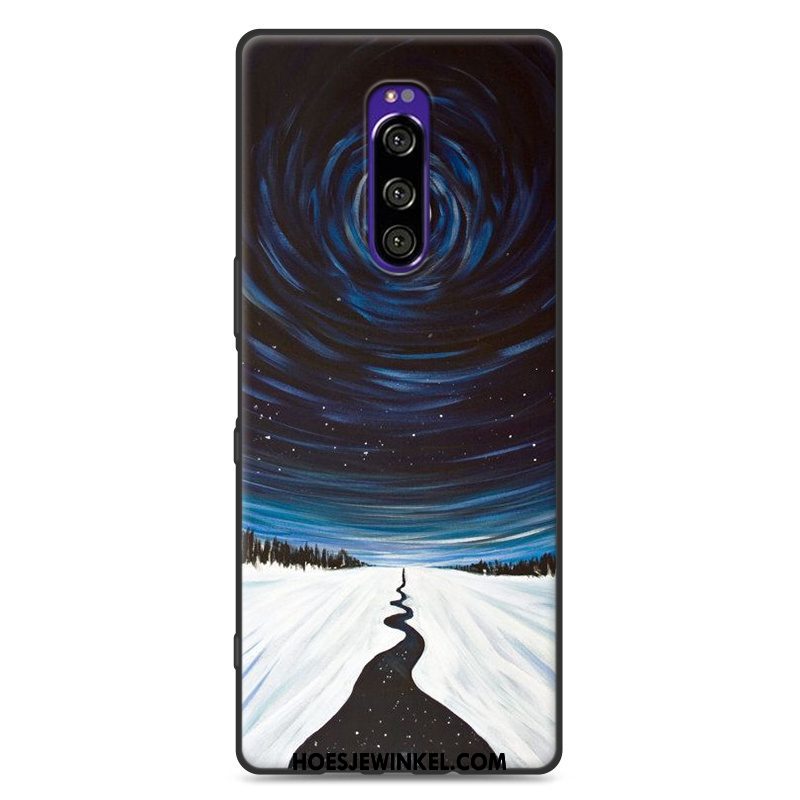 Sony Xperia 1 Hoesje Hoes Mobiele Telefoon Bescherming, Sony Xperia 1 Hoesje Zwart Trendy Merk