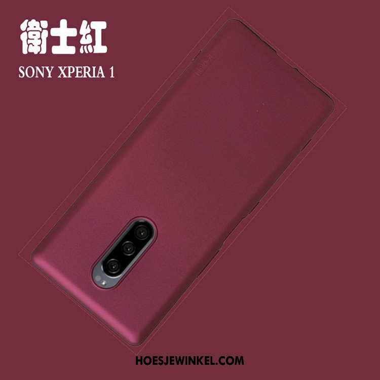 Sony Xperia 1 Hoesje Rood Zacht Hoes, Sony Xperia 1 Hoesje Schrobben Anti-fall