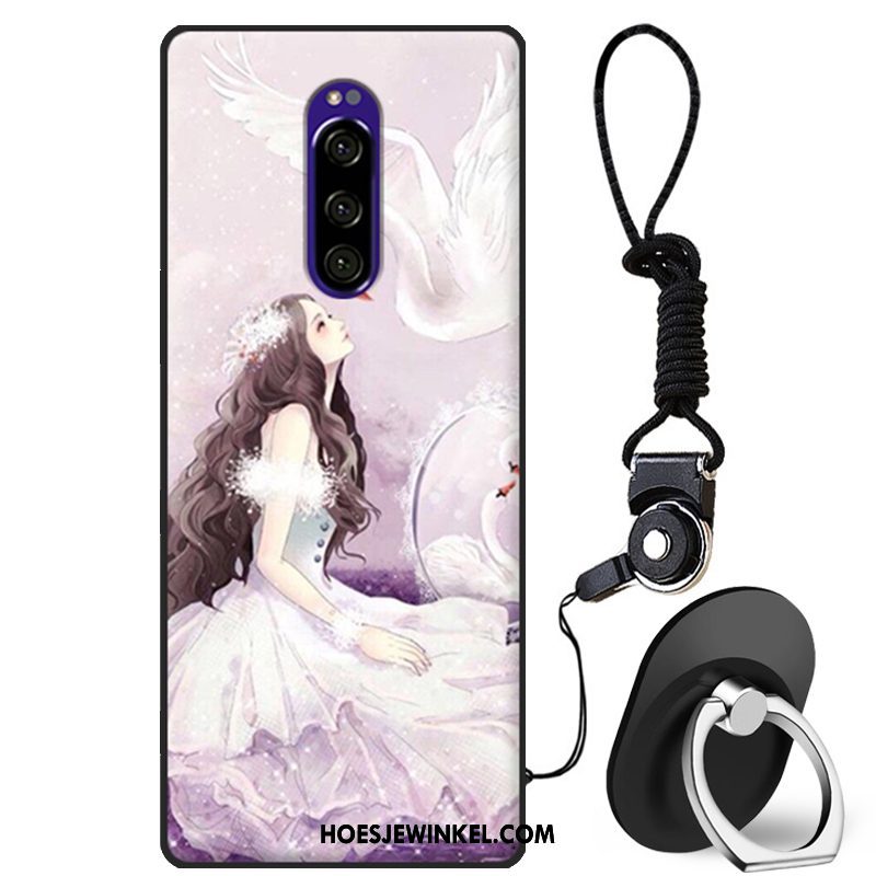 Sony Xperia 1 Hoesje Siliconen Grijs Zacht, Sony Xperia 1 Hoesje Hanger Hoes