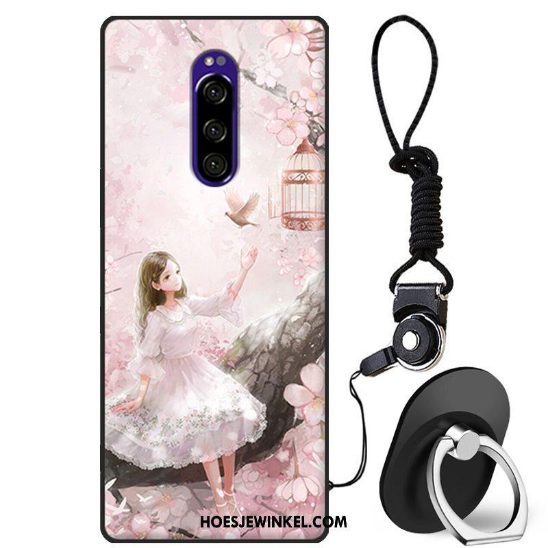 Sony Xperia 1 Hoesje Siliconen Grijs Zacht, Sony Xperia 1 Hoesje Hanger Hoes