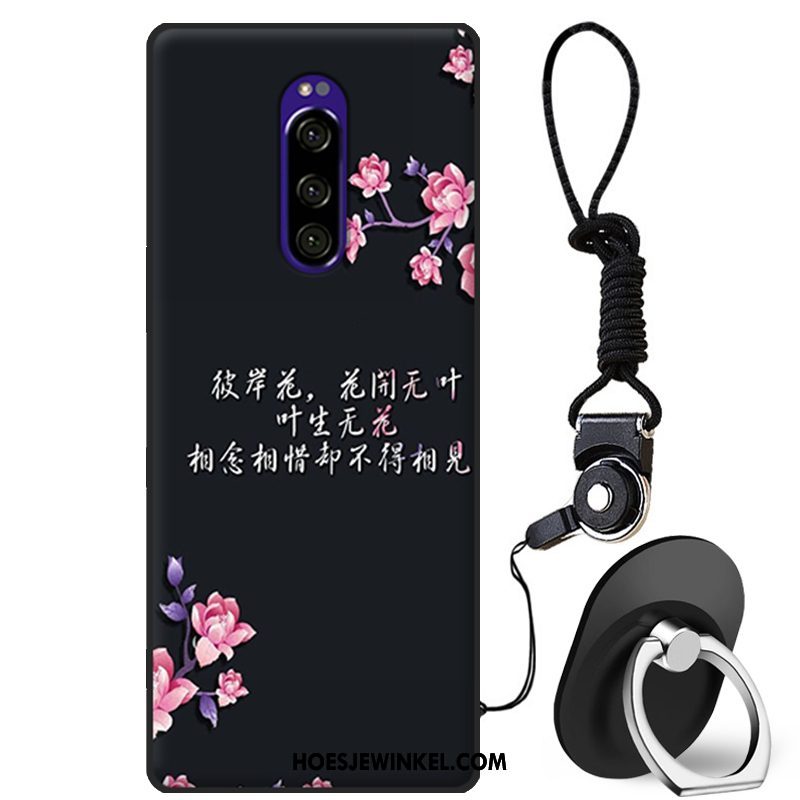 Sony Xperia 1 Hoesje Siliconen Grijs Zacht, Sony Xperia 1 Hoesje Hanger Hoes