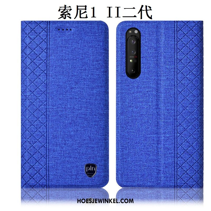 Sony Xperia 1 Ii Hoesje Anti-fall All Inclusive Hoes, Sony Xperia 1 Ii Hoesje Katoen En Linnen Donkerblauw