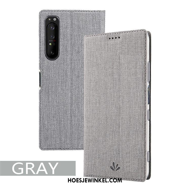 Sony Xperia 1 Ii Hoesje Kaart Zwart Folio, Sony Xperia 1 Ii Hoesje Mobiele Telefoon Patroon