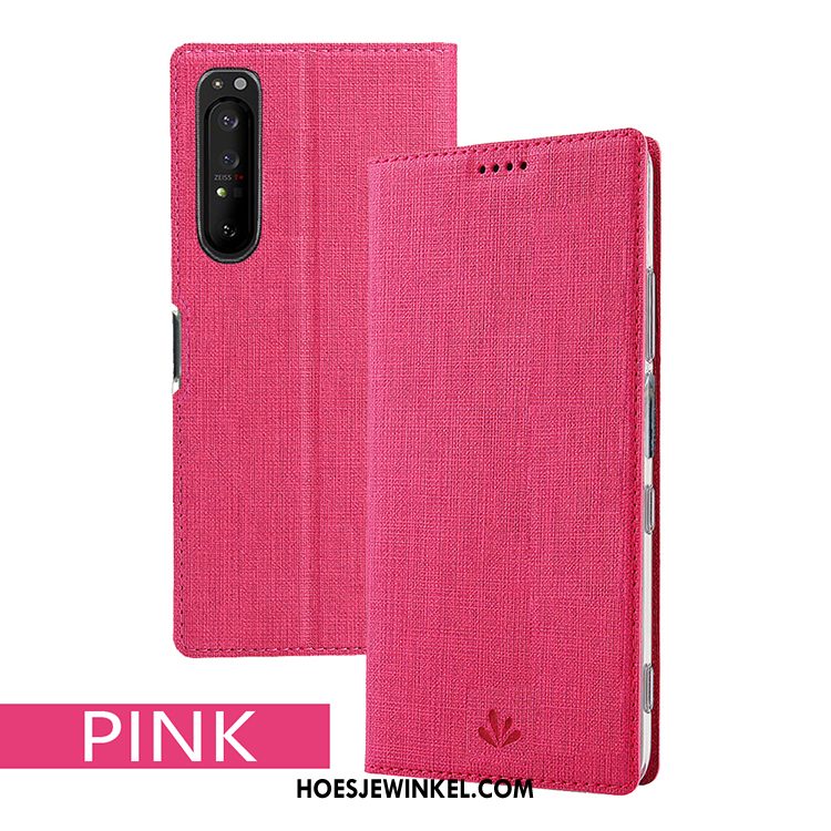 Sony Xperia 1 Ii Hoesje Kaart Zwart Folio, Sony Xperia 1 Ii Hoesje Mobiele Telefoon Patroon