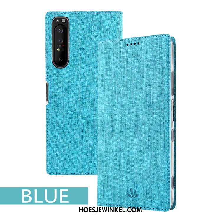 Sony Xperia 1 Ii Hoesje Kaart Zwart Folio, Sony Xperia 1 Ii Hoesje Mobiele Telefoon Patroon