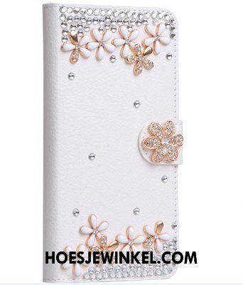 Sony Xperia 10 Hoesje Met Strass Anti-fall Folio, Sony Xperia 10 Hoesje Wit Leren Etui