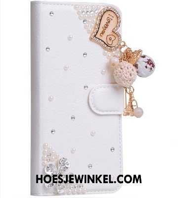 Sony Xperia 10 Hoesje Met Strass Anti-fall Folio, Sony Xperia 10 Hoesje Wit Leren Etui