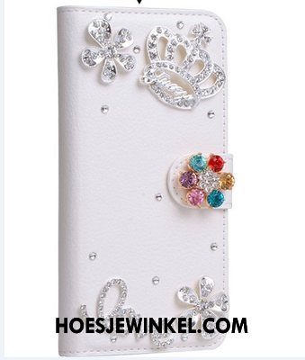 Sony Xperia 10 Hoesje Met Strass Anti-fall Folio, Sony Xperia 10 Hoesje Wit Leren Etui