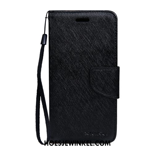 Sony Xperia 10 Ii Hoesje Patroon Zwart Folio, Sony Xperia 10 Ii Hoesje Zijde Leren Etui