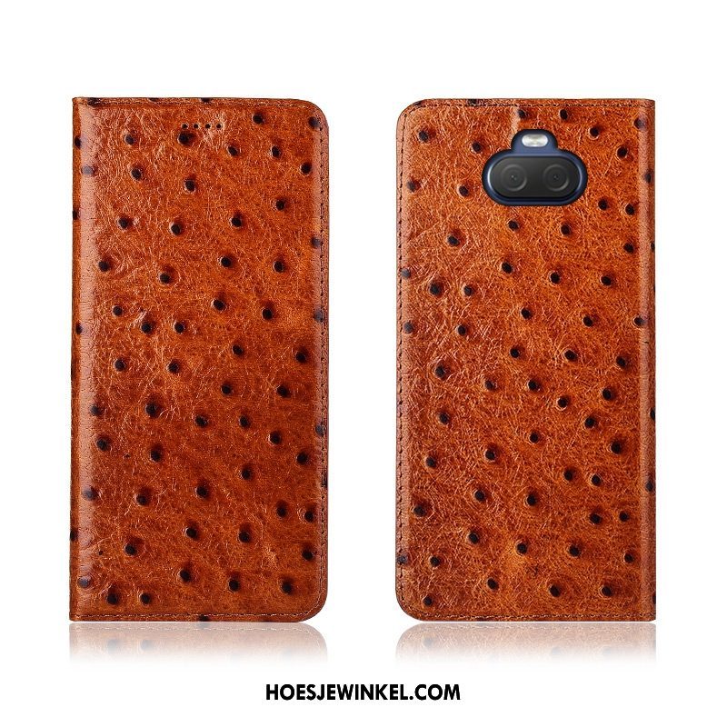 Sony Xperia 10 Plus Hoesje Nieuw Patroon All Inclusive, Sony Xperia 10 Plus Hoesje Leren Etui Mobiele Telefoon Braun