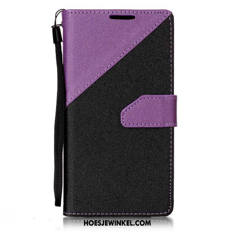 Sony Xperia E5 Hoesje Goud Purper Verbinding, Sony Xperia E5 Hoesje Leren Etui Patroon Sandfarben