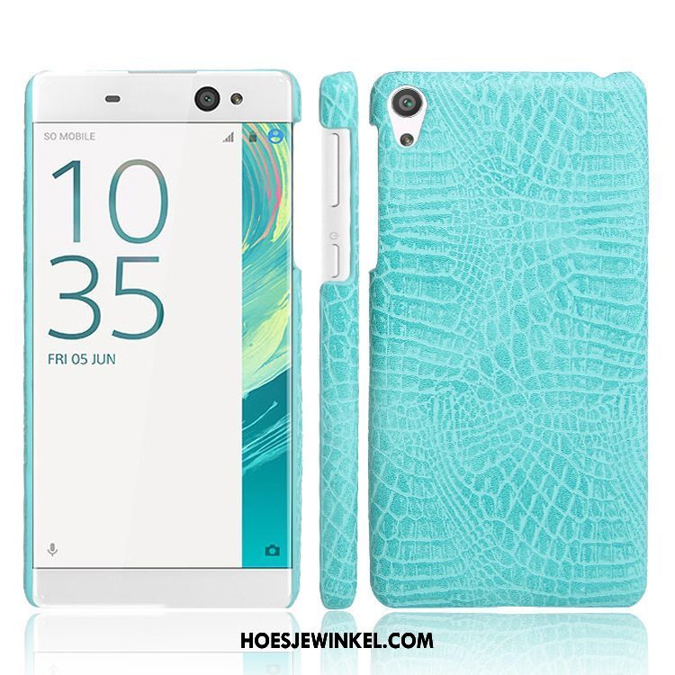 Sony Xperia E5 Hoesje Hoes Blauw Leer, Sony Xperia E5 Hoesje Mobiele Telefoon Krokodillenleer