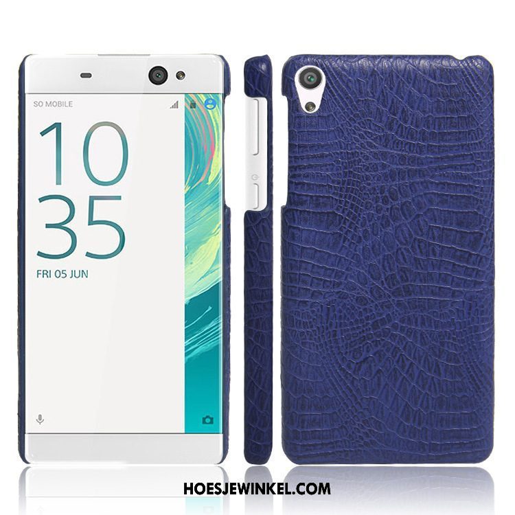 Sony Xperia E5 Hoesje Hoes Blauw Leer, Sony Xperia E5 Hoesje Mobiele Telefoon Krokodillenleer