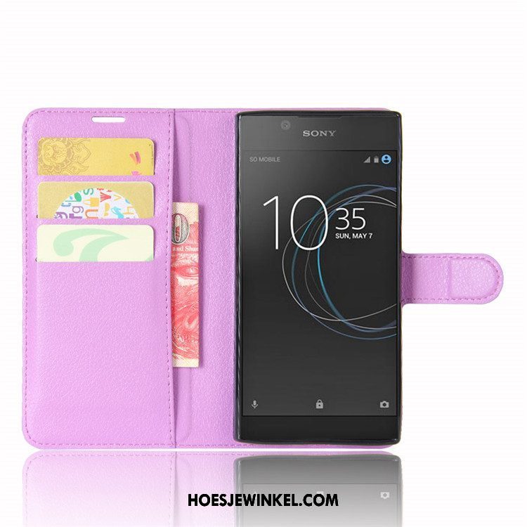 Sony Xperia L1 Hoesje Folio Anti-fall Portemonnee, Sony Xperia L1 Hoesje Groen Leren Etui