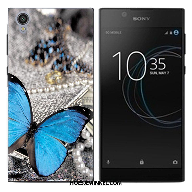 Sony Xperia L1 Hoesje Mobiele Telefoon Spotprent Blauw, Sony Xperia L1 Hoesje Scheppend Hoes Beige