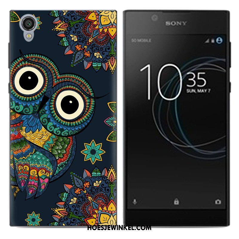 Sony Xperia L1 Hoesje Mobiele Telefoon Spotprent Blauw, Sony Xperia L1 Hoesje Scheppend Hoes Beige