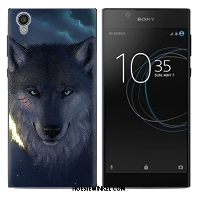 Sony Xperia L1 Hoesje Mobiele Telefoon Spotprent Blauw, Sony Xperia L1 Hoesje Scheppend Hoes Beige