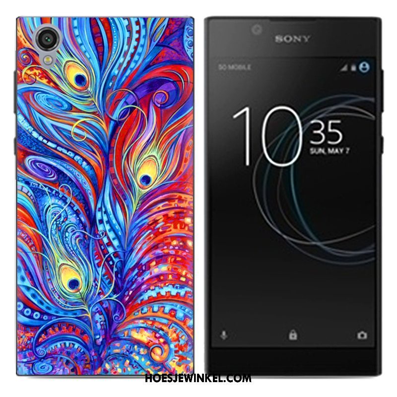 Sony Xperia L1 Hoesje Mobiele Telefoon Spotprent Blauw, Sony Xperia L1 Hoesje Scheppend Hoes Beige