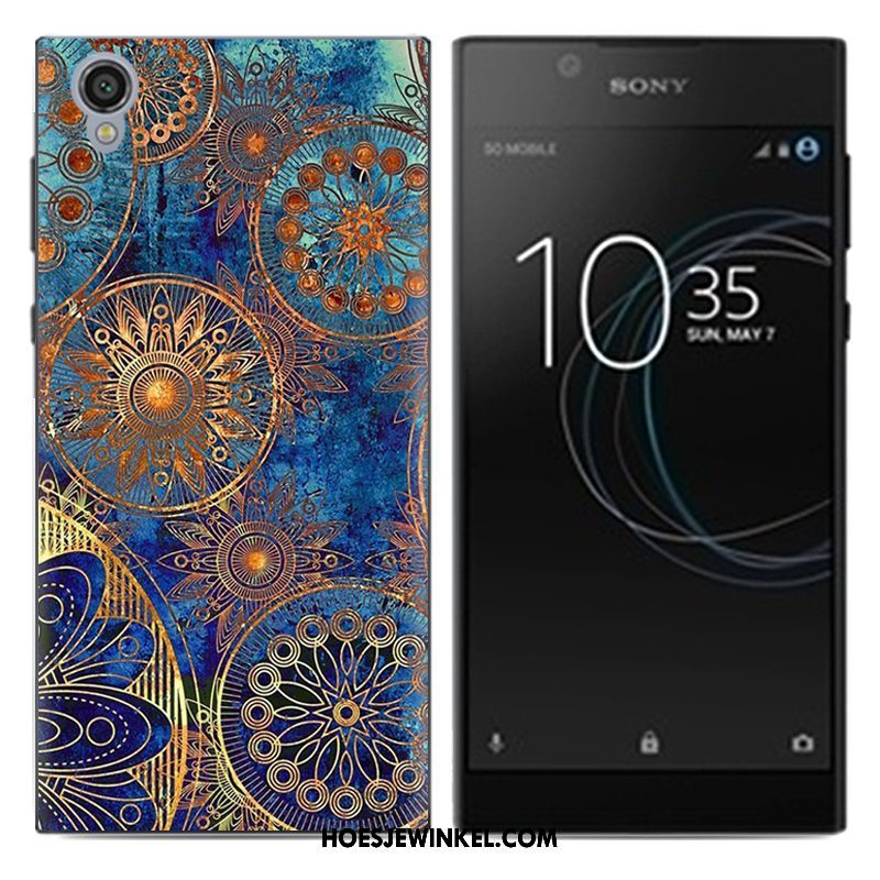 Sony Xperia L1 Hoesje Mobiele Telefoon Spotprent Blauw, Sony Xperia L1 Hoesje Scheppend Hoes Beige