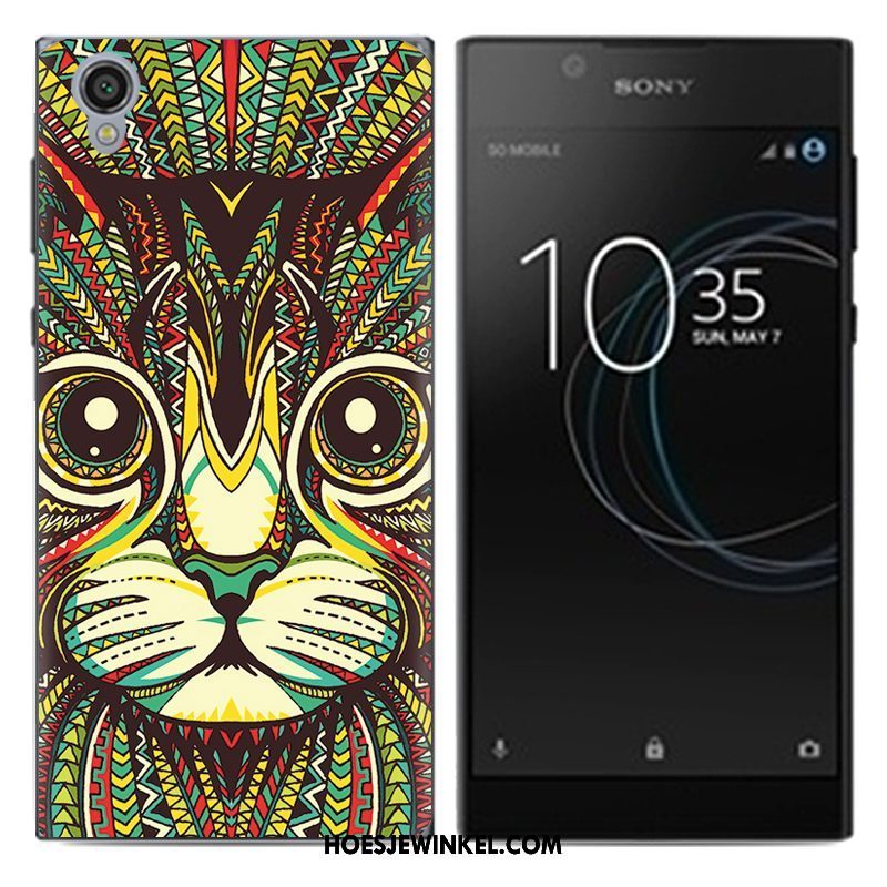 Sony Xperia L1 Hoesje Mobiele Telefoon Spotprent Blauw, Sony Xperia L1 Hoesje Scheppend Hoes Beige